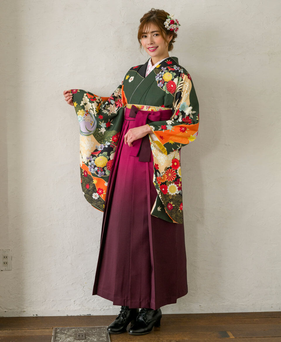 京都さがの館では、袴と着物それぞれ好みの組み合わせが可能です！