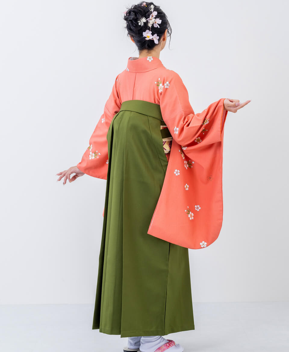 【卒業式袴レンタル】古典かわいい(伝統的)　ピンク/緑　B00011_MAS017