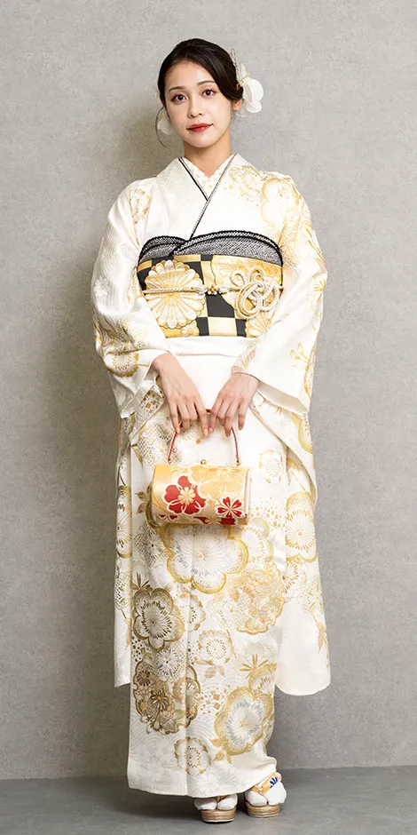 白・クリーム地ゴールド梅雪輪[FS5015]