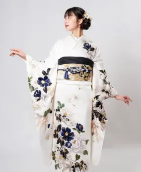 白地牡丹紺青椿[FS5029] | 成人式振袖レンタル京都さがの館