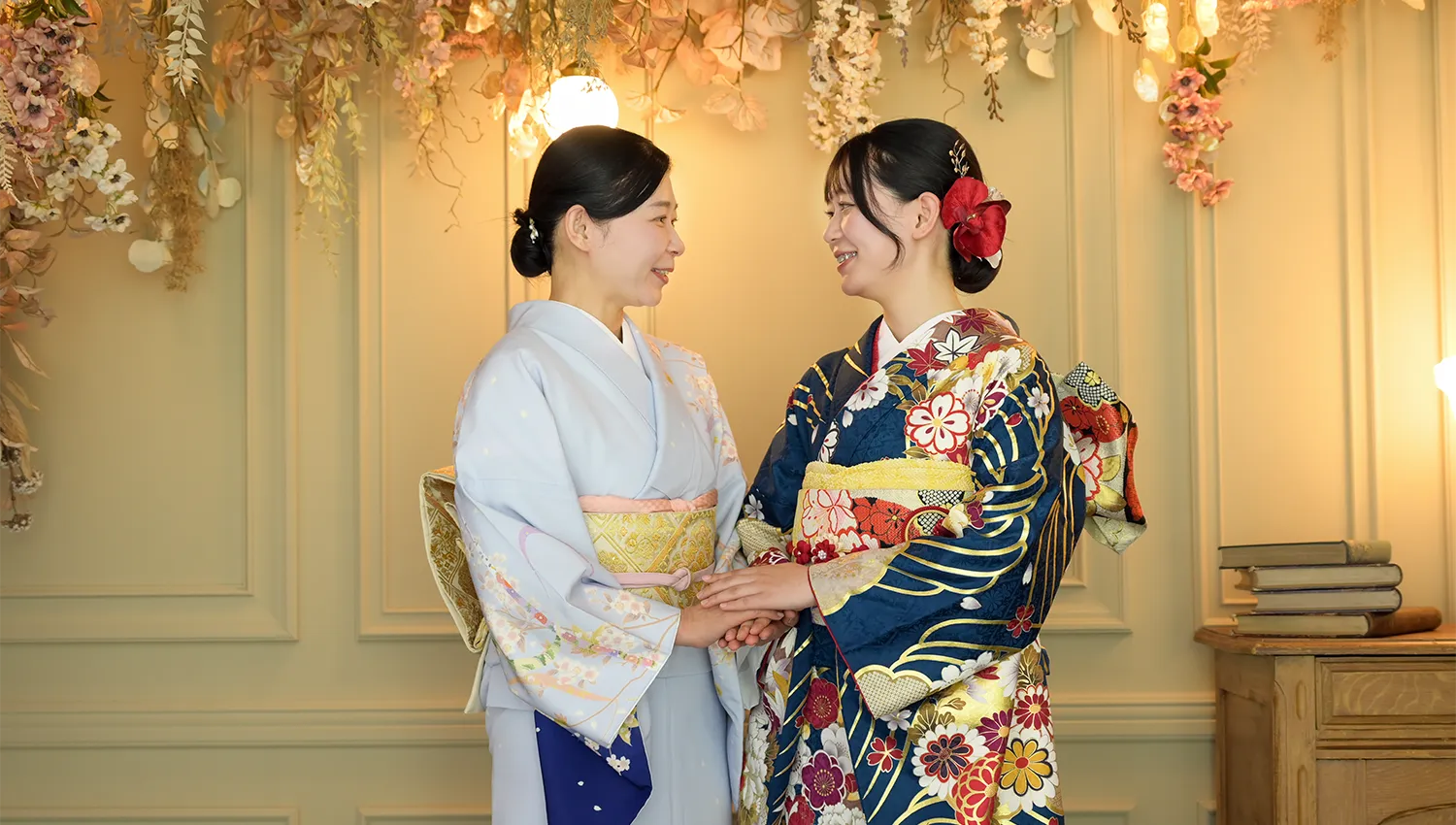 京都さがの館なら成人式振袖レンタル・購入と一緒に前撮りするとお母様の訪問着が無料