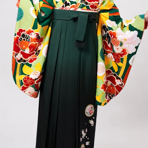 グリーンボカシ撫子に橘 BNT501｜卒業式 袴レンタル オータムウィンターフェア対象の袴