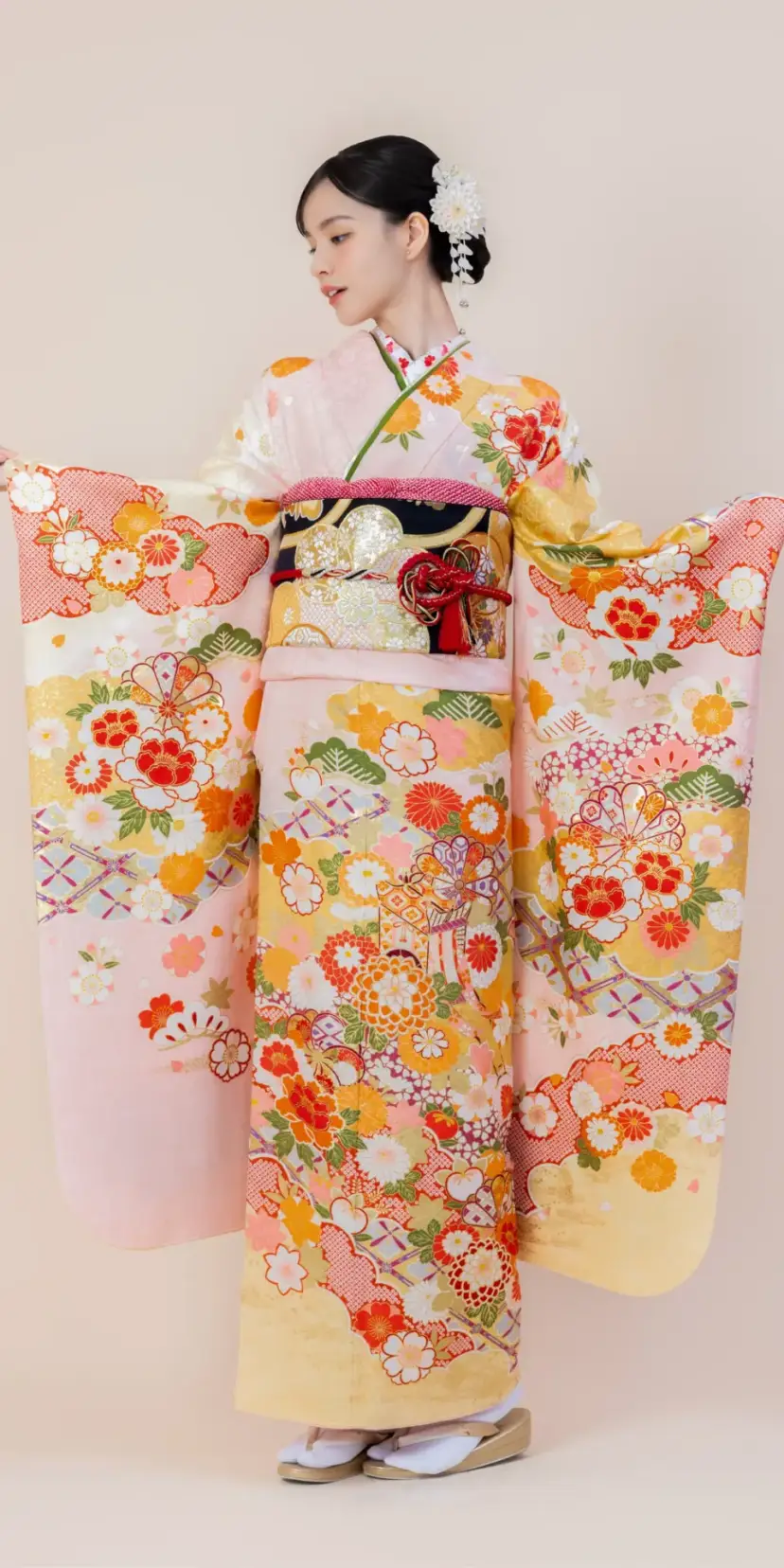 ﾋﾟﾝｸｸﾘｰﾑ雲に花づくし[FS0688]